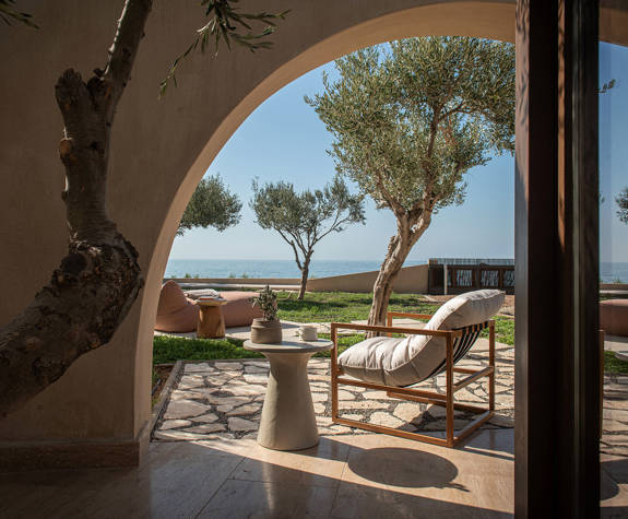 The Echo Of The Sea Beachfront Villa garden and sea view from inside